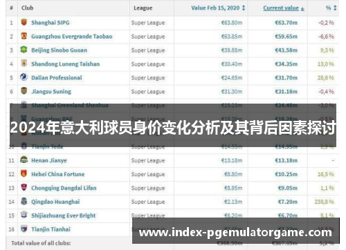 2024年意大利球员身价变化分析及其背后因素探讨