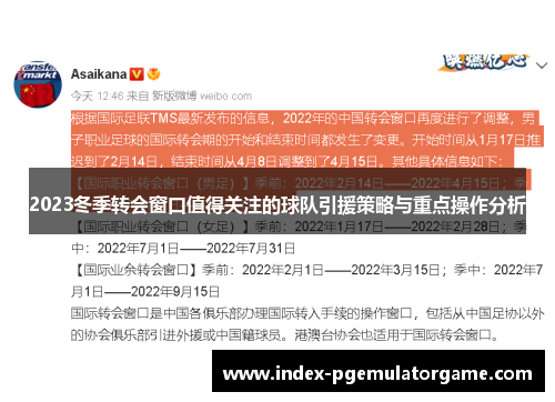 2023冬季转会窗口值得关注的球队引援策略与重点操作分析