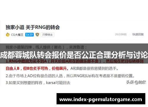 成都蓉城队转会报价是否公正合理分析与讨论